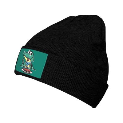 ZKLCRYTR Crocodile Eating Meat Beanie Hat Acrylic Knit Warm Winter Hats for Women Men Skull Cap Black