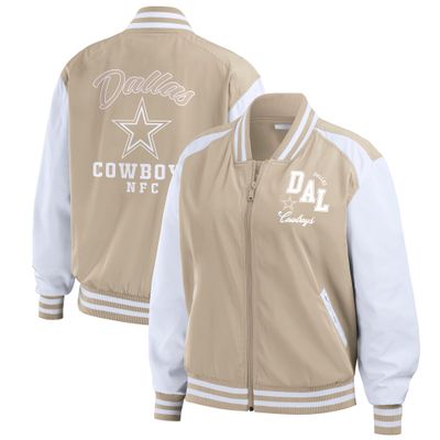 WEAR by Erin Andrews Women's Tan Dallas Cowboys Tonal Full-Zip Bomber Jacket