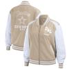 WEAR by Erin Andrews Women's Tan Dallas Cowboys Tonal Full-Zip Bomber Jacket view 1