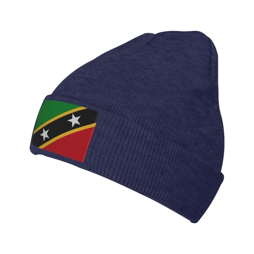 ZKLCRYTR Flag of Saint Kitts and Nevis Beanie Hat Acrylic Knit Warm Winter Hats for Women Men Skull Cap Navy Blue