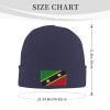 ZKLCRYTR Flag of Saint Kitts and Nevis Beanie Hat Acrylic Knit Warm Winter Hats for Women Men Skull Cap Navy Blue view 4