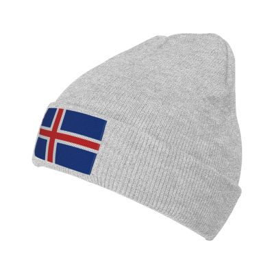 ZKLCRYTR Flag of Iceland Beanie Hat Acrylic Knit Warm Winter Hats for Women Men Skull Cap Gray