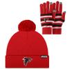 FOCO Atlanta Falcons NFL Stretch Gloves & Logo Pom Knit Cap Hat Winter Beanie - Bundle view 1