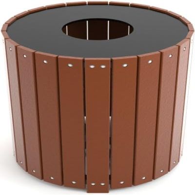 Frog Furnishings 32-Gallon Round Standard Waste Receptacle for Tennis Courts, Brown
