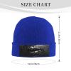 Black White Glitter Printd Knitted Hat Warm Winter Hats High Elasticity Personalized Knitted Hat Blue view 2