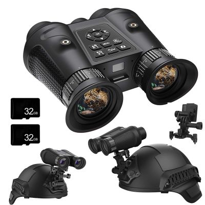 SKIOVEMI Night Vision Binoculars for Adults, 3DVR Head Mounted Night Vision Goggles, 4K HD Infrared Military Gear Tactical Digital Night Vision with 2 * 32GB Memory Card
