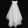 Bridal Veil Wedding Veil Ribbon Bow Two Tier Cape Veils Bridal Tulle for Women's Simple Cloak Shawl Short Tulle Party Shoulder Veil Breathable view 3