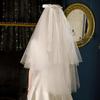 Bridal Veil Wedding Veil Ribbon Bow Two Tier Cape Veils Bridal Tulle for Women's Simple Cloak Shawl Short Tulle Party Shoulder Veil Breathable view 4