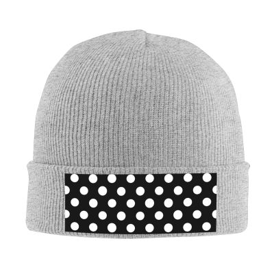White Dot Pattern Printd Knitted Hat Warm Winter Hats High Elasticity Personalized Knitted Hat Gray
