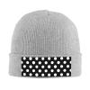 White Dot Pattern Printd Knitted Hat Warm Winter Hats High Elasticity Personalized Knitted Hat Gray view 1
