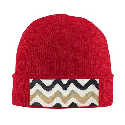 Black White Stripes Printd Knitted Hat Warm Winter Hats High Elasticity Personalized Knitted Hat Red