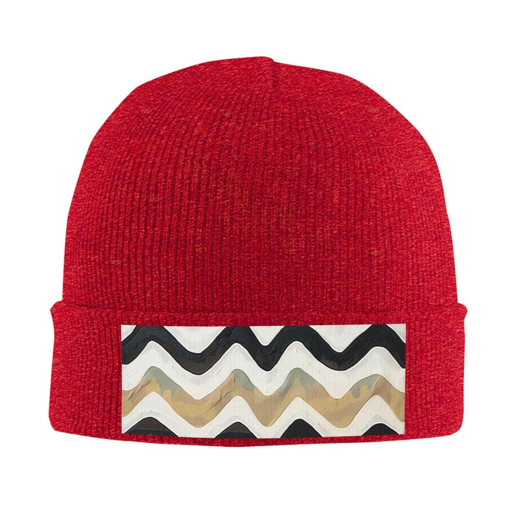 Black White Stripes Printd Knitted Hat Warm Winter Hats High Elasticity Personalized Knitted Hat Red