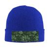 Hunter Green Floral Petals Pattern Printd Knitted Hat Warm Winter Hats High Elasticity Personalized Knitted Hat Blue view 1