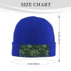 Hunter Green Floral Petals Pattern Printd Knitted Hat Warm Winter Hats High Elasticity Personalized Knitted Hat Blue view 2