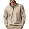 RTRDE Mens Clothing Gifts, Quarter Zip Sweatshirt Casual Long Sleeve Solid Color Stand Collar Fashion Golf Pullover Sweatshirts for Men Fall Winter Clothes Knit Sweater (S, Khaki) view 1