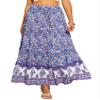 Allegra K Summer Boho Maxi Skirts for Women Floral Flowy Ruffle Tiered Long Skirts with Pockets Small Blue Purple view 1