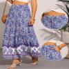 Allegra K Summer Boho Maxi Skirts for Women Floral Flowy Ruffle Tiered Long Skirts with Pockets Small Blue Purple view 2