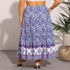 Allegra K Summer Boho Maxi Skirts for Women Floral Flowy Ruffle Tiered Long Skirts with Pockets Small Blue Purple view 3