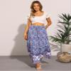 Allegra K Summer Boho Maxi Skirts for Women Floral Flowy Ruffle Tiered Long Skirts with Pockets Small Blue Purple view 4