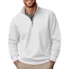 RTRDE Polo Sweatshirts Men Quarter Zip Casual Long Sleeve Solid Color Stand Collar Fashion Golf Pullover Sweatshirts Man for Men Y2K Sweaters Winter Clothes (XL, White) view 1