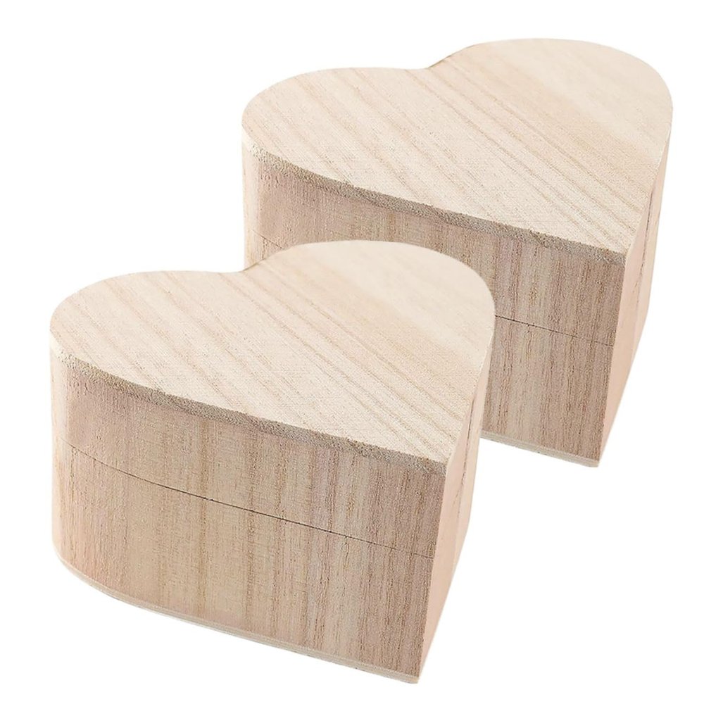 WOFASHPURET 6pcs Wooden Heart Shape Jewelry Boxes Elegant Storage Cases for Jewelry Keepsakes and Valentine Day and Special Occasions
