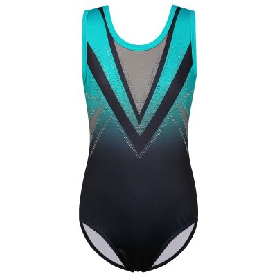 BAOHULU Gymnastics Leotard for Girls Kids Sparkle One Piece Practice Dance Outfit 5-14 Years B293_BlackGeen_16A