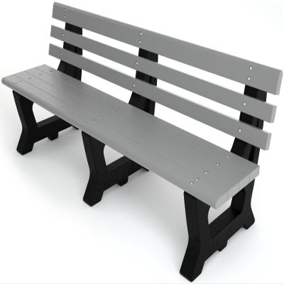 Frog Furnishings Brooklyn Tennis Court Bench, 6-Foot (Gray)