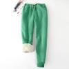 Sales Today Clearance Women Sherpa Lined Sweatpants with Pockets Winter Warm Workout Fleece Elastic High Waisted Joggers Pants Womens Snow Pants Green 4X view 2