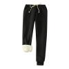 Women Sherpa Lined Sweatpants with Pockets Winter Warm Workout Fleece Elastic High Waisted Joggers Pants Sherpa Lined Sweatpants Women Black 3X view 1