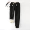 Women Sherpa Lined Sweatpants with Pockets Winter Warm Workout Fleece Elastic High Waisted Joggers Pants Sherpa Lined Sweatpants Women Black 3X view 2