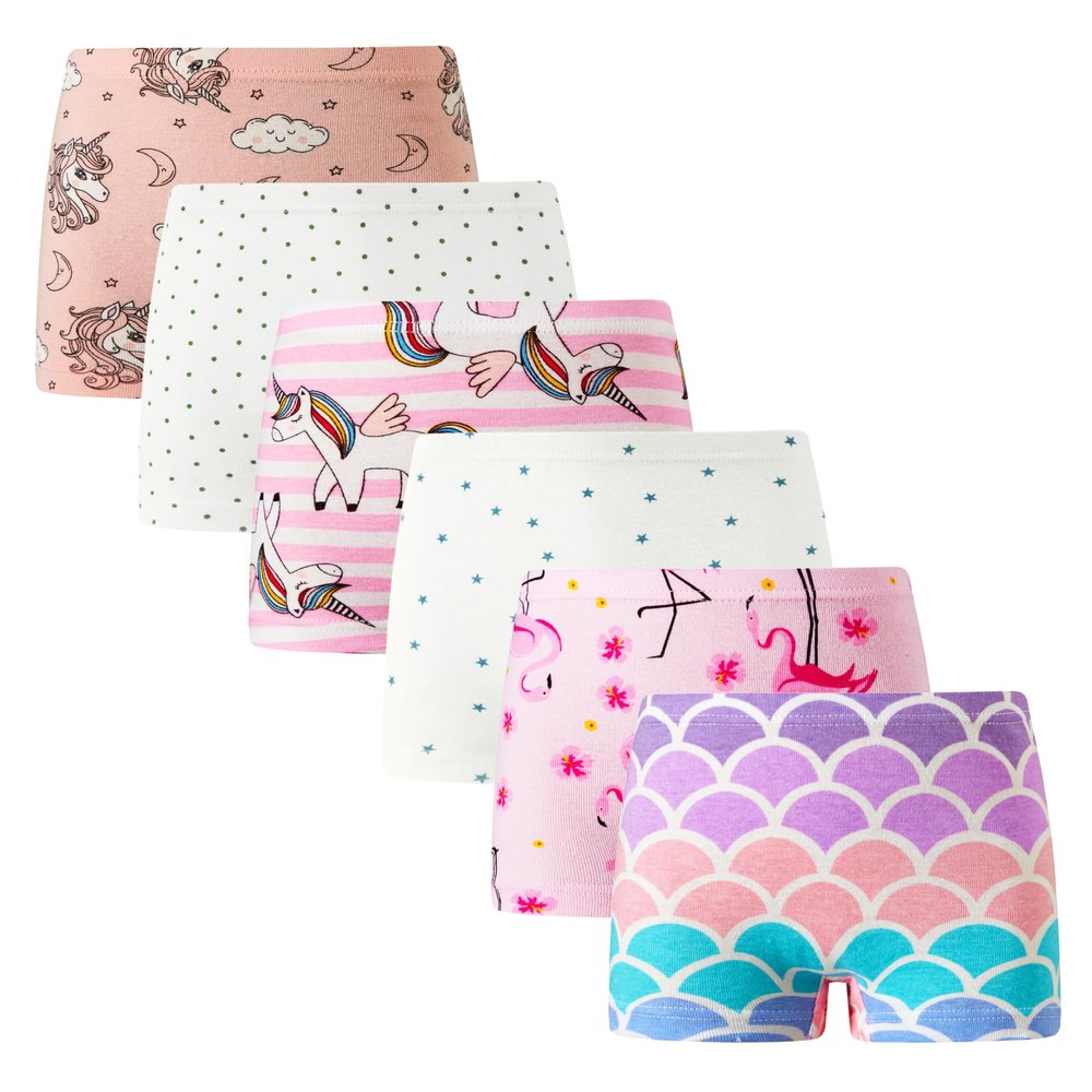 Winging Day Toddler Girls Assorted Prints Boyshort Underwear Size 2 (6-Pack)