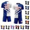 Custom Soccer Jersey Printed Name Number Logo, Personalized Scratch Style Royal Blue White Athletic Training Shirts and Shorts for Men Women Youths Kids, Soccer Sports Fan Jerseys Fit for Dailywear view 1