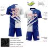 Custom Soccer Jersey Printed Name Number Logo, Personalized Scratch Style Royal Blue White Athletic Training Shirts and Shorts for Men Women Youths Kids, Soccer Sports Fan Jerseys Fit for Dailywear view 3