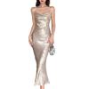 JEKE-DG Women's Spaghetti Strap Backless Evening Dress Slim Fit Elegant Formal Dress Sleeveless Prom Cocktail Dresses (Silver,Large) view 1