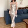 JEKE-DG Women's Spaghetti Strap Backless Evening Dress Slim Fit Elegant Formal Dress Sleeveless Prom Cocktail Dresses (Silver,Large) view 2