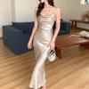 JEKE-DG Women's Spaghetti Strap Backless Evening Dress Slim Fit Elegant Formal Dress Sleeveless Prom Cocktail Dresses (Silver,Large) view 4