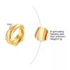 18K Gold Rounds Women 3mm Stainless Steel Wedding Engagement Rings Set Size 5-10 view 2