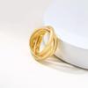 18K Gold Rounds Women 3mm Stainless Steel Wedding Engagement Rings Set Size 5-10 view 3