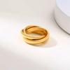 18K Gold Rounds Women 3mm Stainless Steel Wedding Engagement Rings Set Size 5-10 view 4