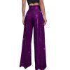 GOKKILRW Sequin Pant for Women Sparkly Glitter High Waist Wide Leg Slacks 70s Disco Party Night Club Trouser Shinny Buttoms Purple view 2