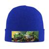 Funny Frogs Printd Knitted Hat Warm Winter Hats High Elasticity Personalized Knitted Hat Blue view 1