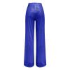GOKKILRW Sequin Pant for Women Sparkly Glitter High Waist Wide Leg Slacks 70s Disco Party Night Club Trouser Shinny Buttoms Blue view 4