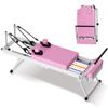 Pilates Reformer Machine, Foldable Pilates Reformer Machine Equipment for Home and Gym, with Dual Resistance, Springs and 5 Cords, Up to 330 lbs (Pink) view 2