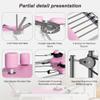 Pilates Reformer Machine, Foldable Pilates Reformer Machine Equipment for Home and Gym, with Dual Resistance, Springs and 5 Cords, Up to 330 lbs (Pink) view 4