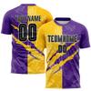 Scratch Style Purple Yellow Soccer Jersey Set for Men Women Custom Training Soccer Uniforms for Boys Girls Personalized Football Shirt Shorts Sports Fan Jersey Design Printed Your Own Name Number Logo view 2