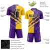 Scratch Style Purple Yellow Soccer Jersey Set for Men Women Custom Training Soccer Uniforms for Boys Girls Personalized Football Shirt Shorts Sports Fan Jersey Design Printed Your Own Name Number Logo view 3