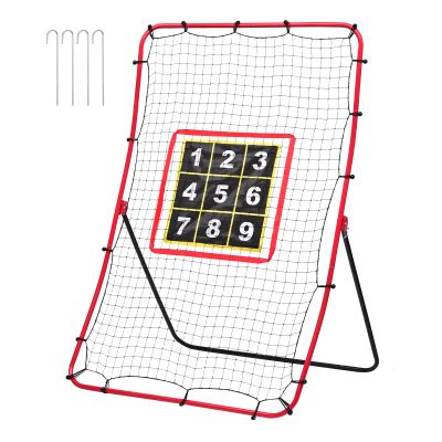 Softball Pitching Net with Strike Zone Target, Adjustable Red Metal FrameBaseball PitchbackBaseball Rebounder and Softball Pitching Net