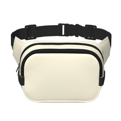 Cream Square Double Layer Waist Bag Belt - Unisex Everywhere Fanny Pack Purse with Adjustable Strap, Running, Travel