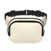 Cream Square Double Layer Waist Bag Belt - Unisex Everywhere Fanny Pack Purse with Adjustable Strap, Running, Travel view 1