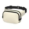 Cream Square Double Layer Waist Bag Belt - Unisex Everywhere Fanny Pack Purse with Adjustable Strap, Running, Travel view 2
